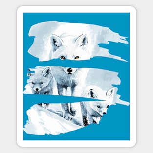 Polar Fox Walking with her Cubs Sticker